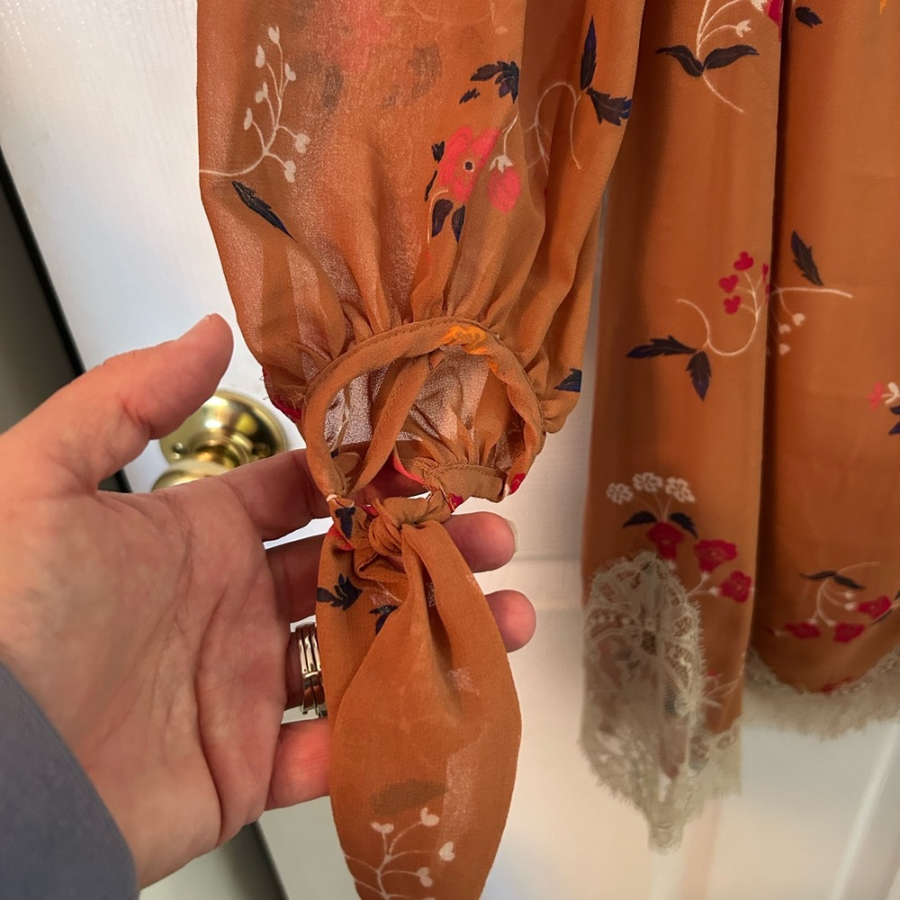 Lush Brown Floral Boho Dress - Picture 2 of 5